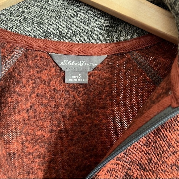 Eddie Bauer Burnt Orange Quarter Zip Fleece Lined Sweater Size Small - Picture 9 of 12